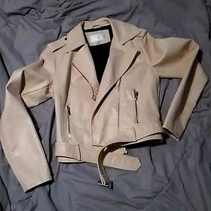 Light cream almost pink faux leather jacket